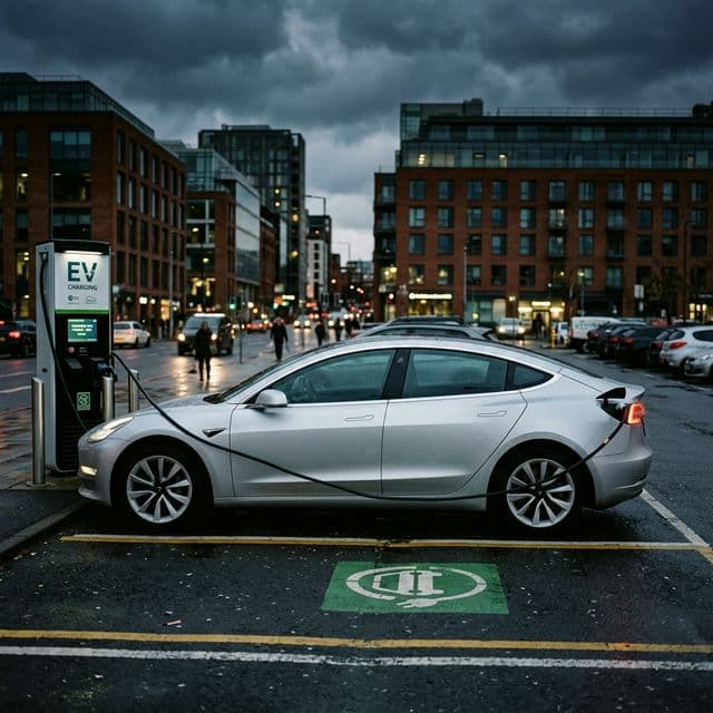 EV car being charged at a smart charging station